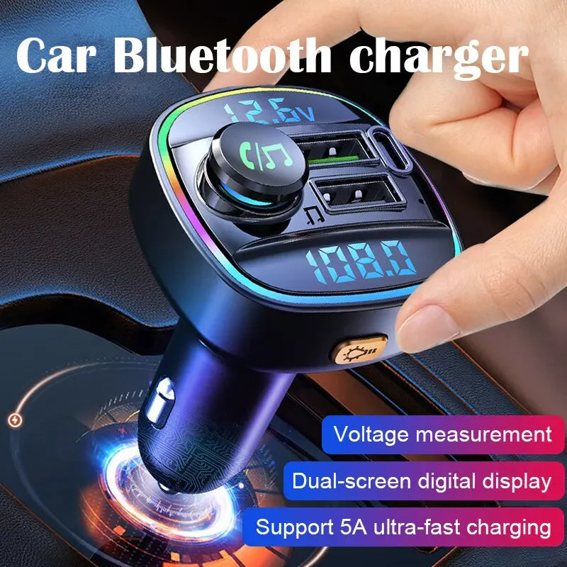 Bluetooth 5.0 Car Wireless FM Transmitter Adapter USB PD Charger AUX Hands-Free